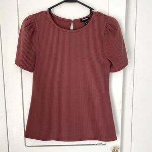 Dusty rose Express business casual top with shoulder detail